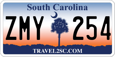 SC license plate ZMY254