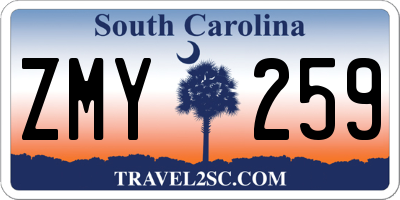 SC license plate ZMY259