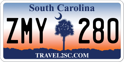 SC license plate ZMY280