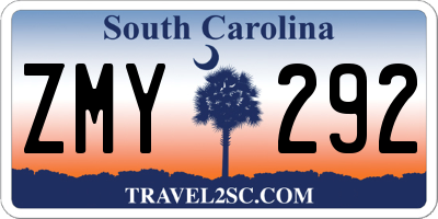 SC license plate ZMY292