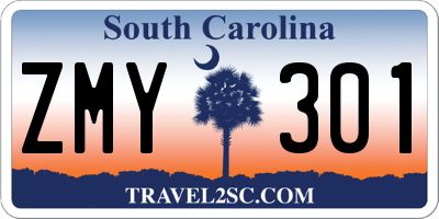 SC license plate ZMY301