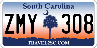 SC license plate ZMY308