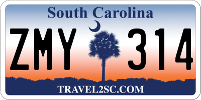 SC license plate ZMY314