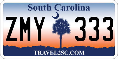 SC license plate ZMY333