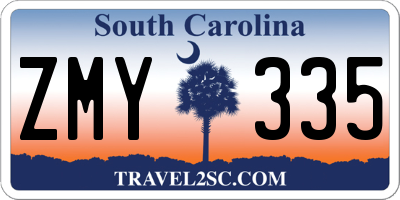 SC license plate ZMY335