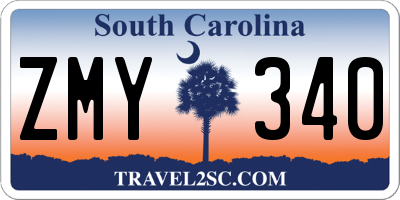 SC license plate ZMY340