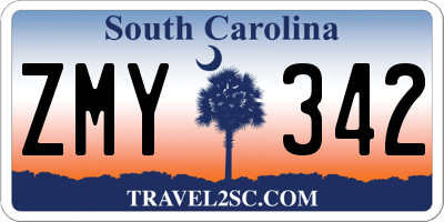 SC license plate ZMY342