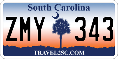SC license plate ZMY343