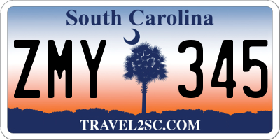 SC license plate ZMY345