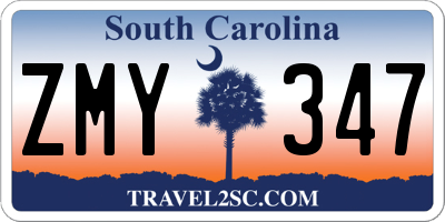 SC license plate ZMY347