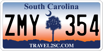 SC license plate ZMY354