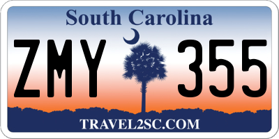 SC license plate ZMY355