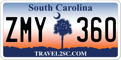 SC license plate ZMY360