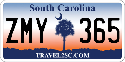 SC license plate ZMY365