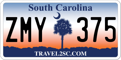SC license plate ZMY375