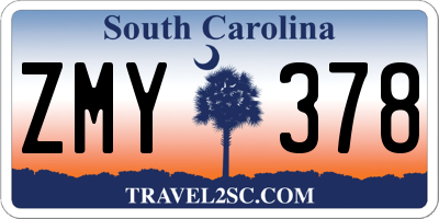 SC license plate ZMY378