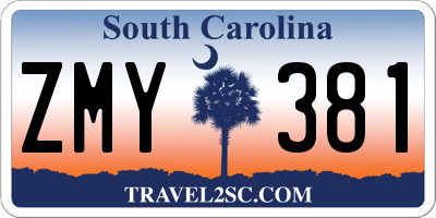 SC license plate ZMY381