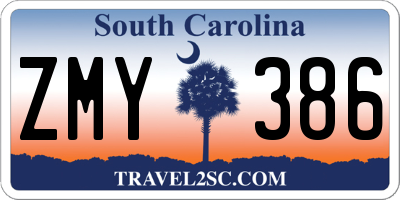 SC license plate ZMY386