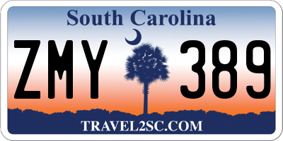 SC license plate ZMY389