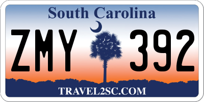 SC license plate ZMY392