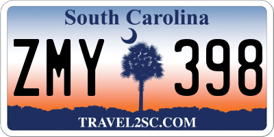 SC license plate ZMY398