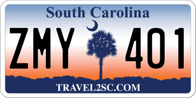 SC license plate ZMY401