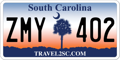 SC license plate ZMY402