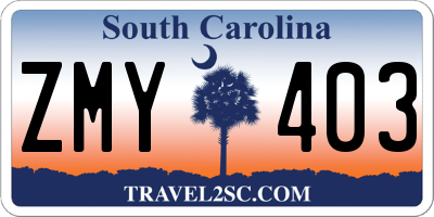 SC license plate ZMY403