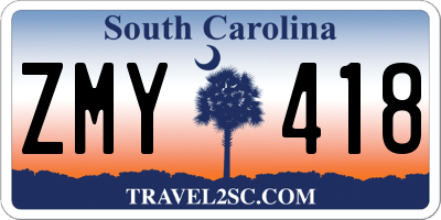 SC license plate ZMY418