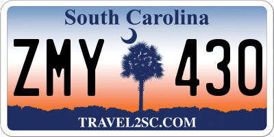 SC license plate ZMY430