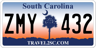 SC license plate ZMY432