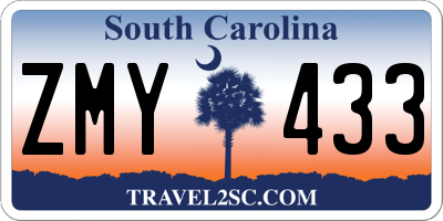 SC license plate ZMY433