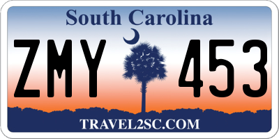 SC license plate ZMY453