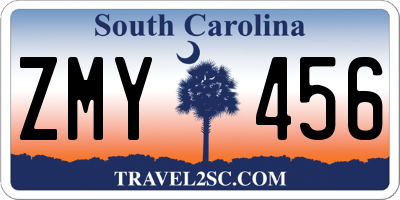 SC license plate ZMY456