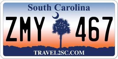 SC license plate ZMY467