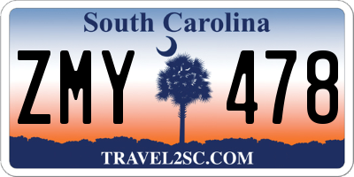 SC license plate ZMY478