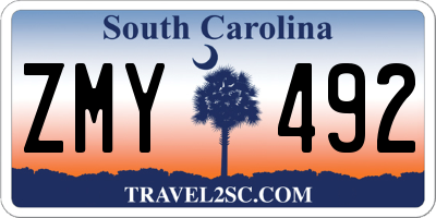 SC license plate ZMY492