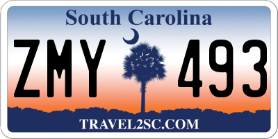 SC license plate ZMY493