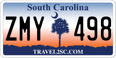 SC license plate ZMY498