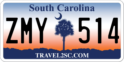 SC license plate ZMY514