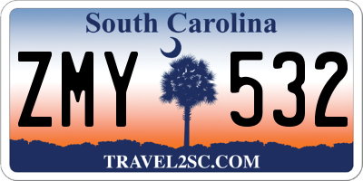SC license plate ZMY532