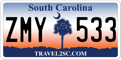 SC license plate ZMY533
