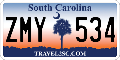 SC license plate ZMY534