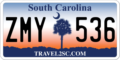 SC license plate ZMY536