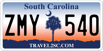 SC license plate ZMY540