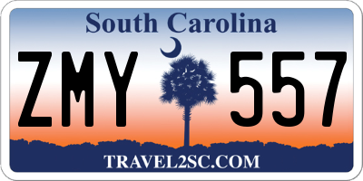SC license plate ZMY557