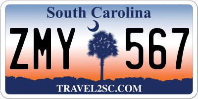SC license plate ZMY567
