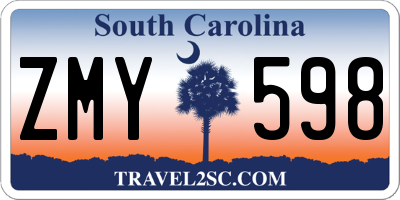 SC license plate ZMY598