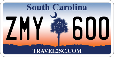 SC license plate ZMY600
