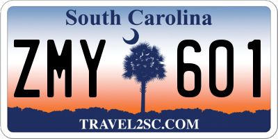 SC license plate ZMY601